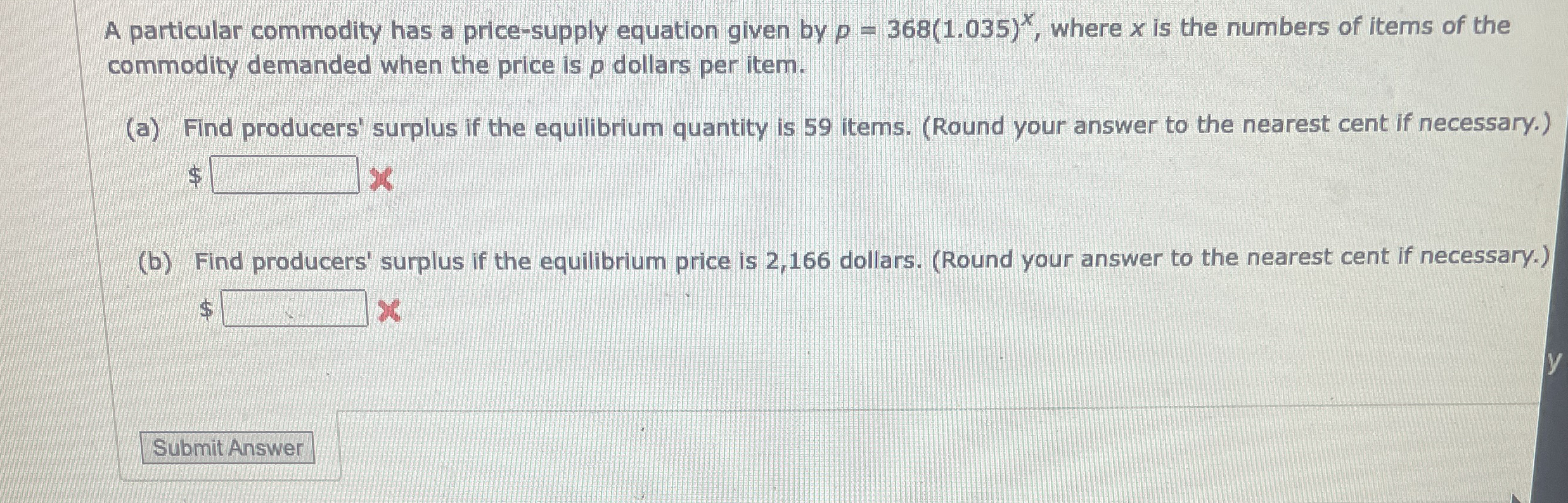 A particular commodity has a price - supply