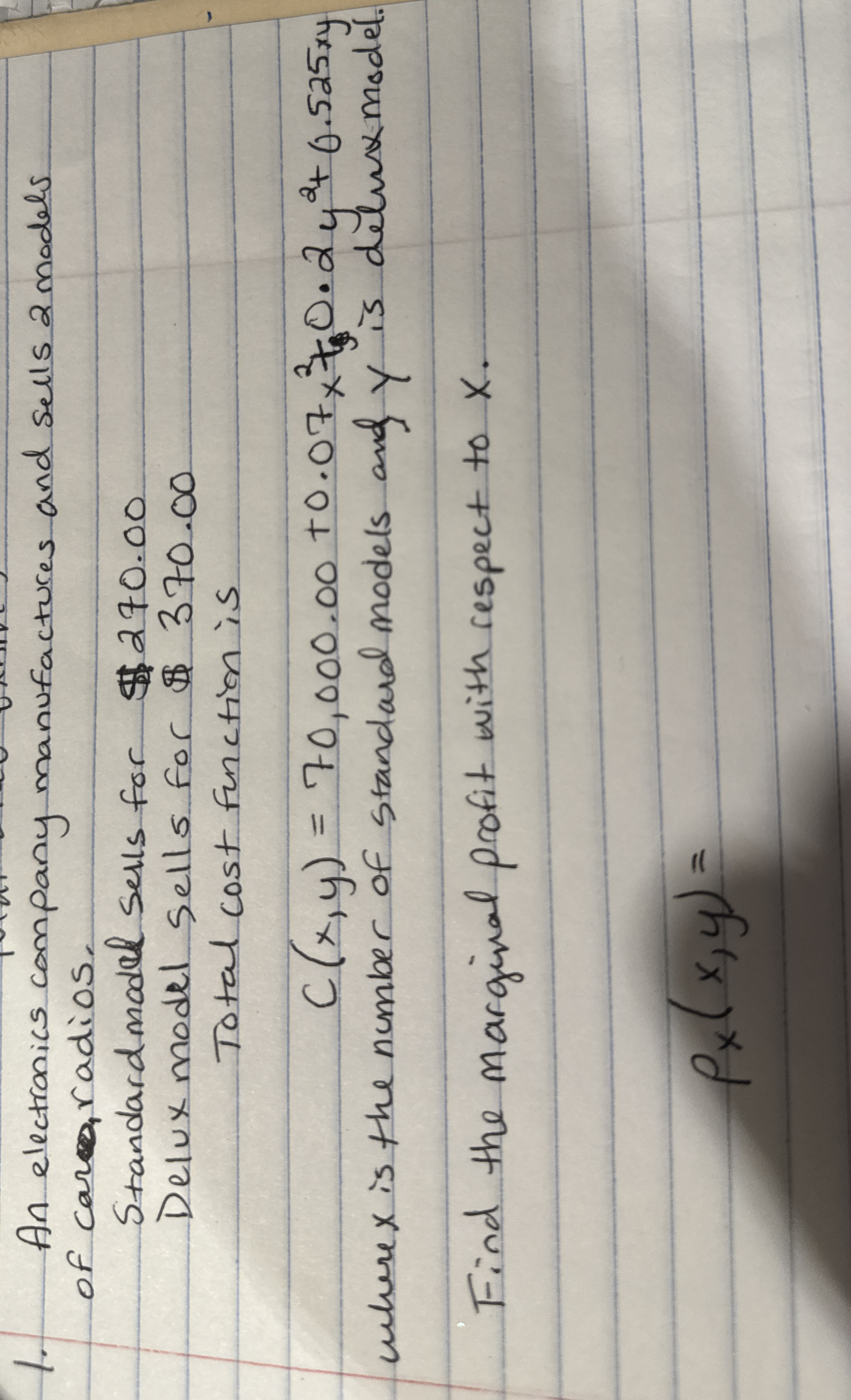 An electronics company manufactures and sells 2