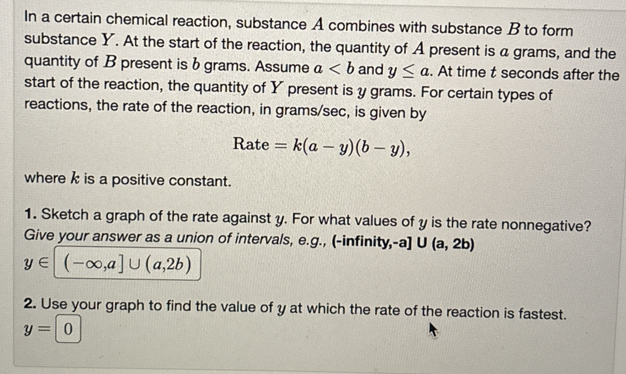 In a certain chemical reaction, substance A