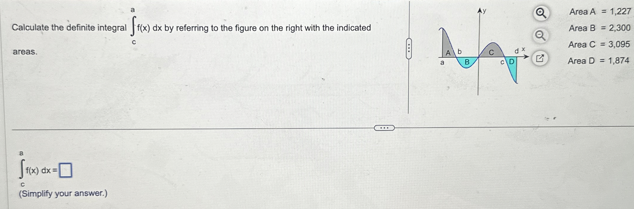 Calculate the definite integral c a f ( x ) d x
