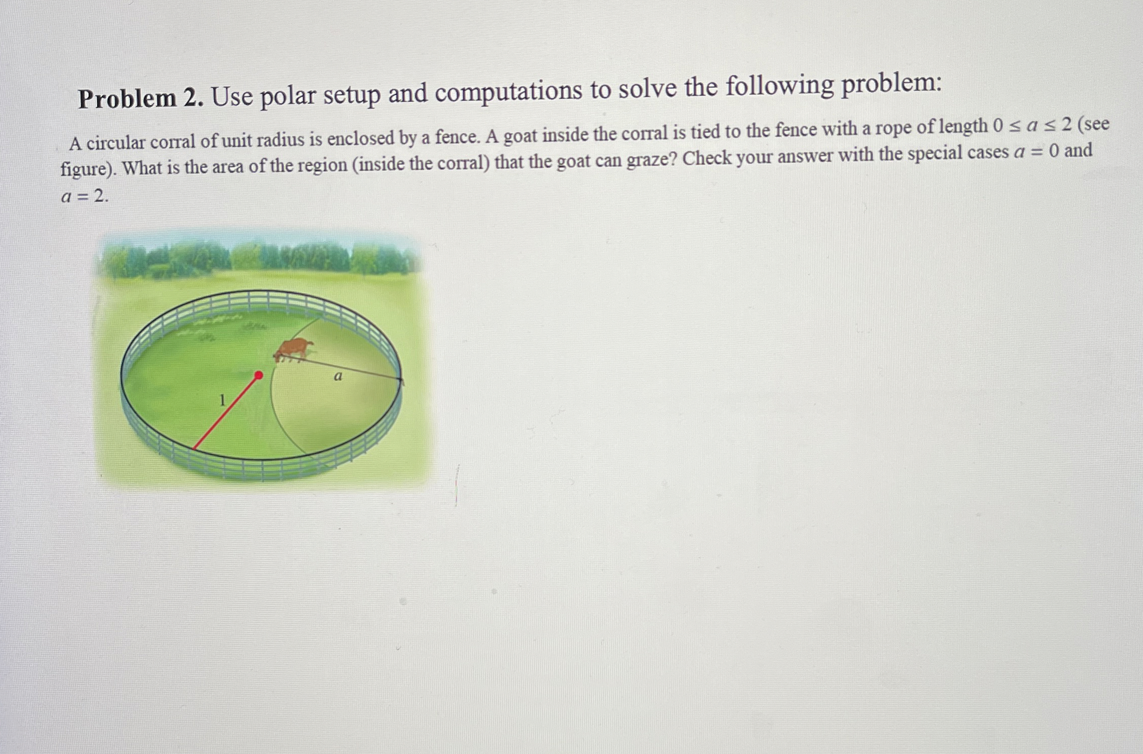 Use polar setup and computations to solve the
