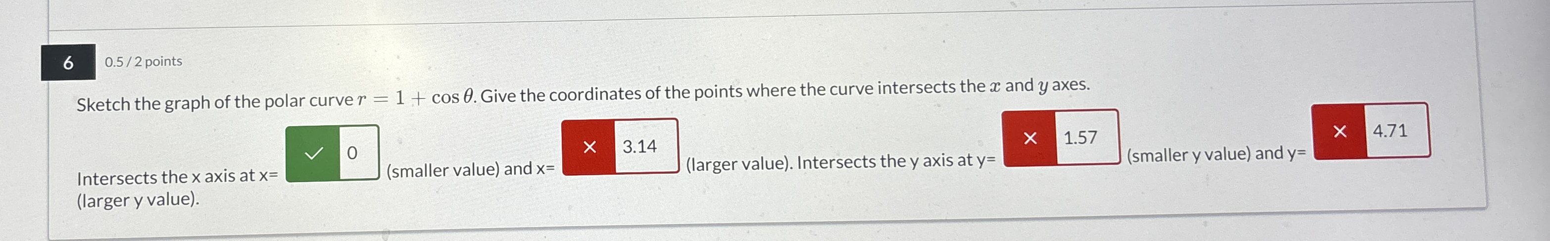 6 0 . 5 2 points Sketch the graph of the polar