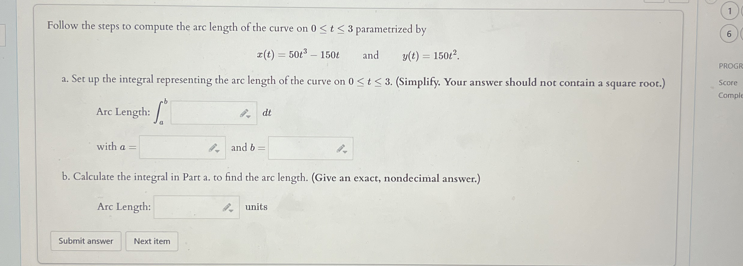 Follow the steps to compute the arc length of the