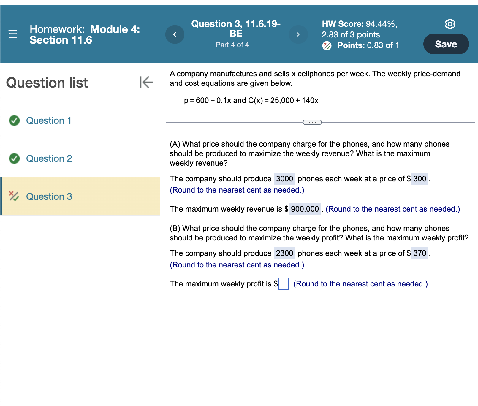 ( B ) What price should the company charge for
