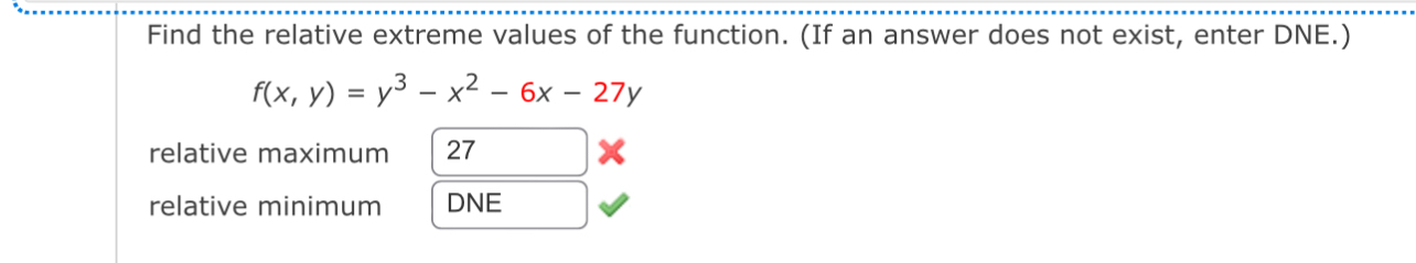 Find the relative extreme values of the function.