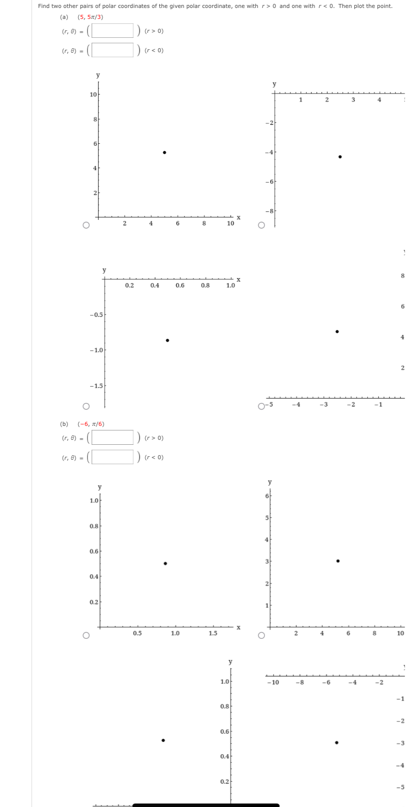Find two other pairs of polar coordinates of the