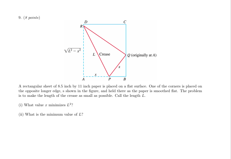 ( 8 points ) A rectangular sheet of 8 . 5 inch by
