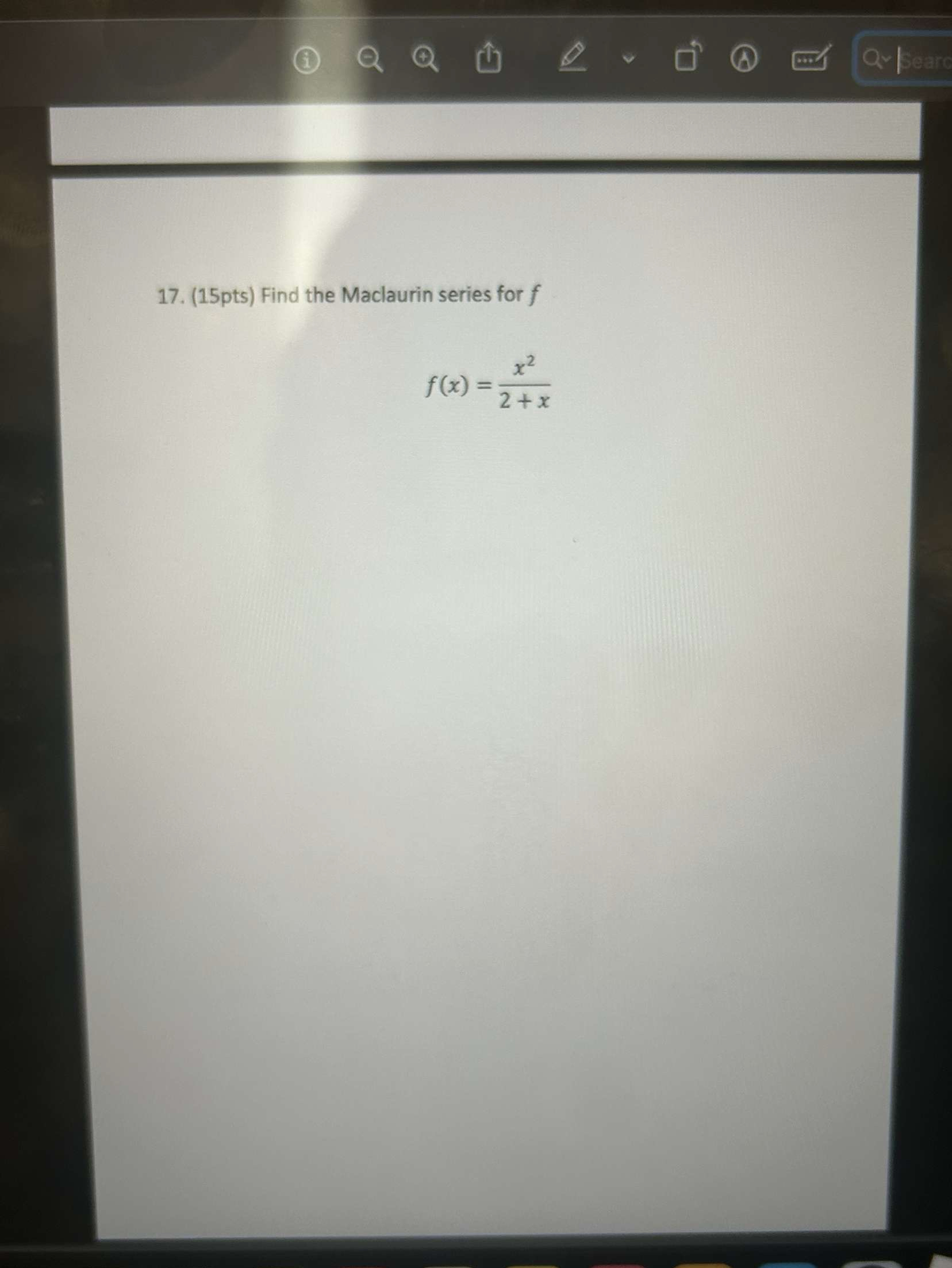 ( 1 5 pts ) Find the Maclaurin series for f f ( x