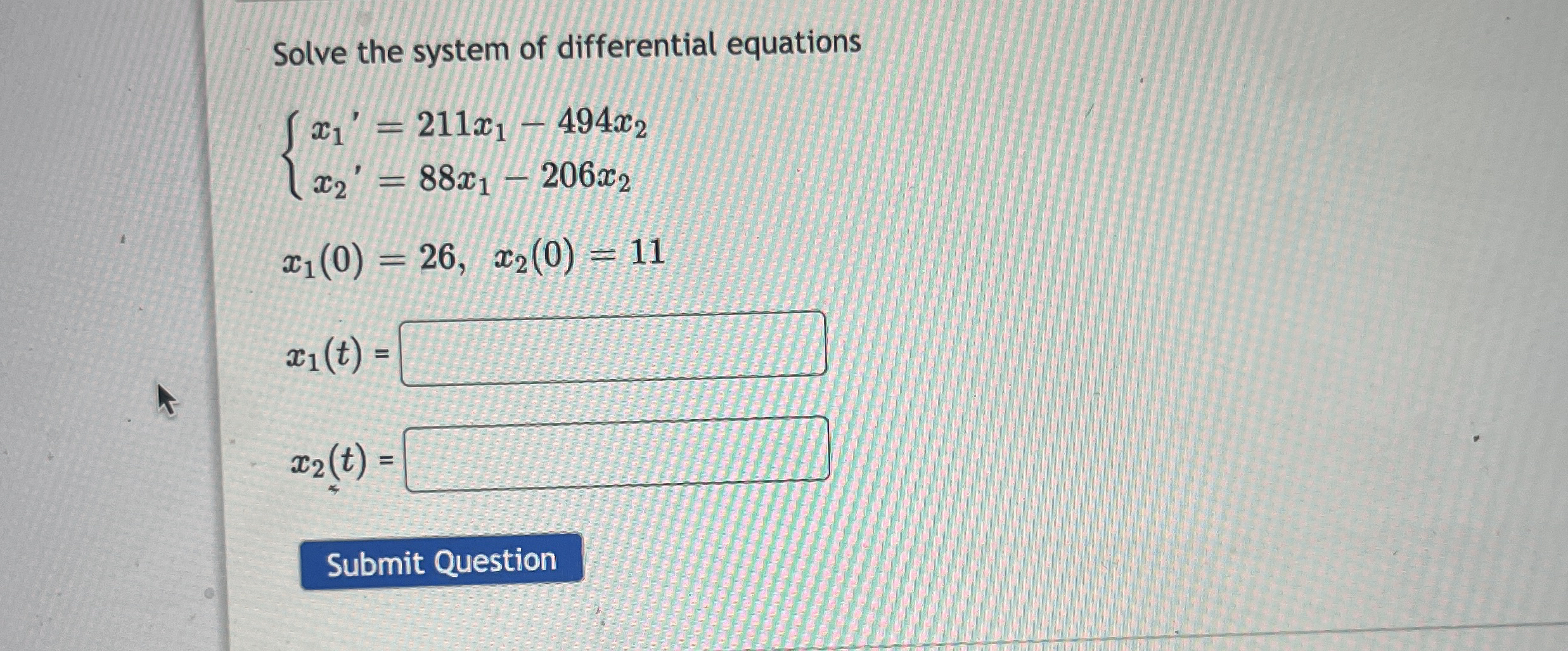 Solve the system of differential equations { x 1