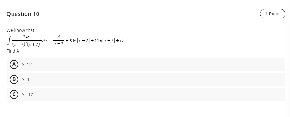 Question 1 0 We know that \ int ( 2 4 x ) / ( ( x