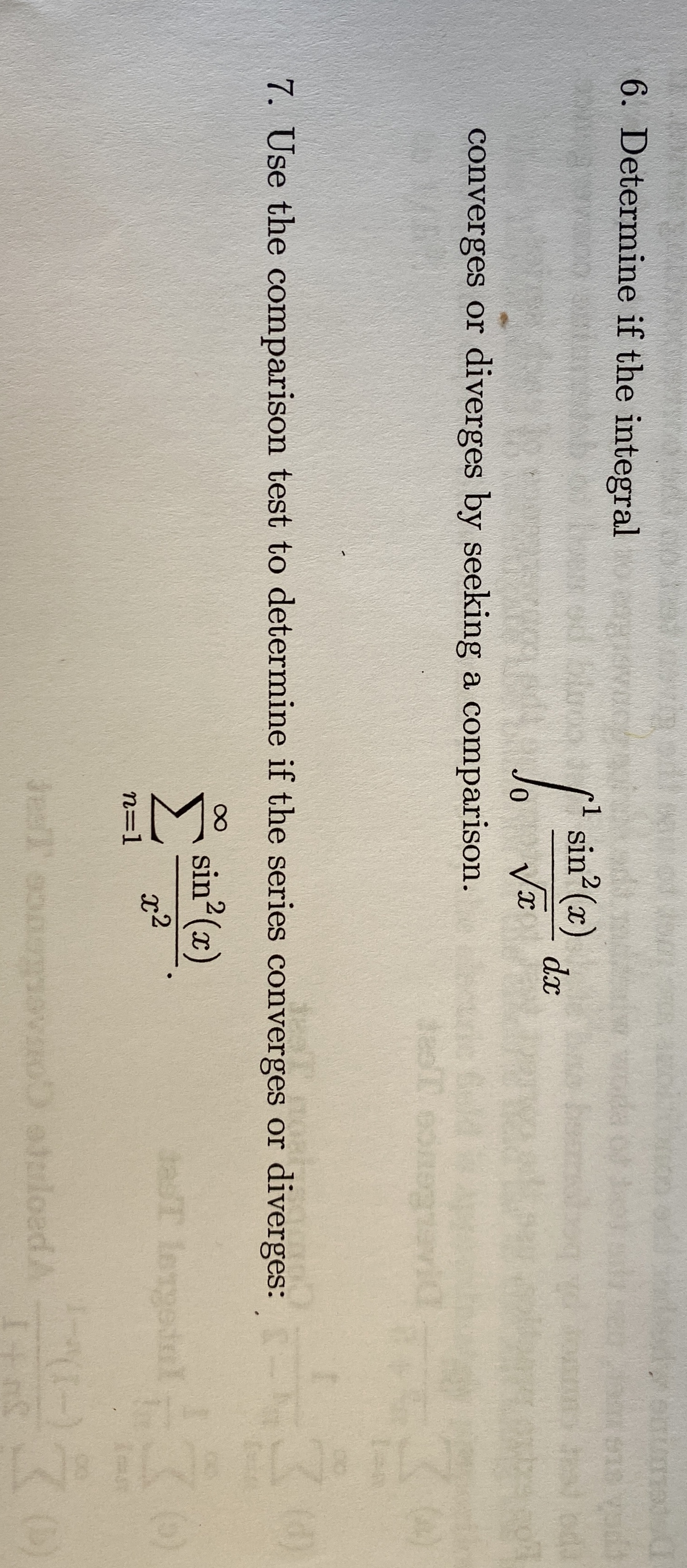 Determine if the integral 0 1 s i n 2 ( x ) x 2 d