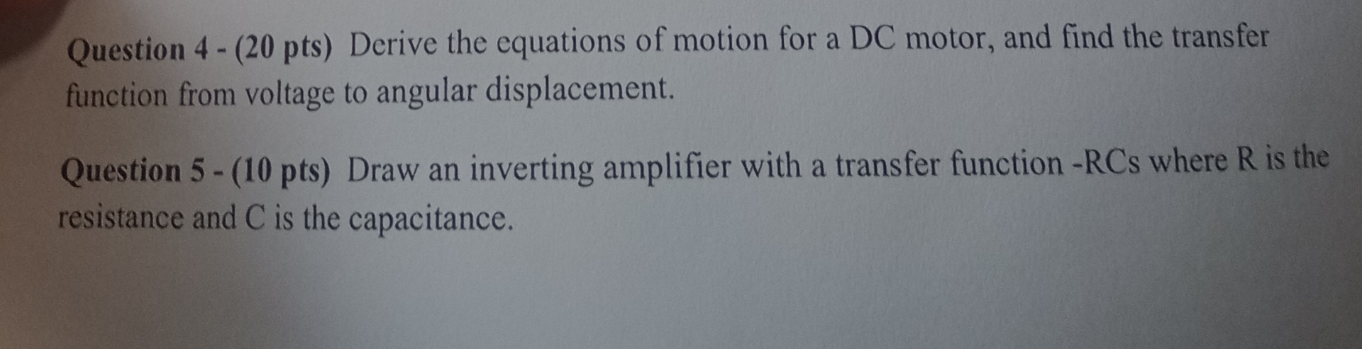 Question 4 - ( 2 0 pts ) Derive the equations of