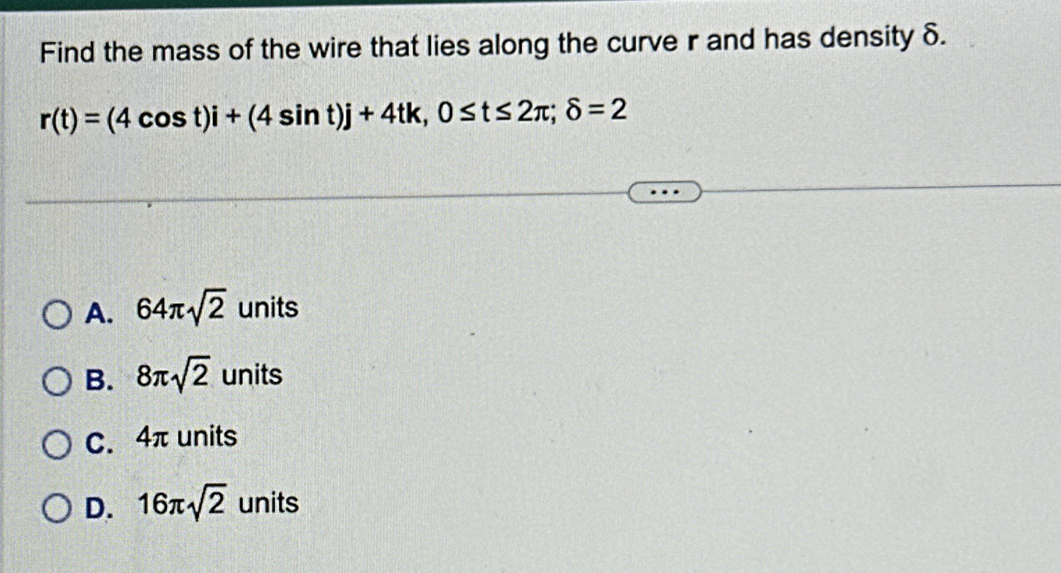 5 . Find the mass of the wire that lies along the
