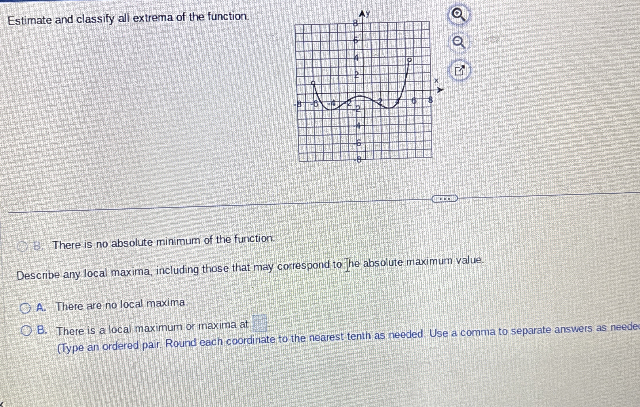 Estimate and classify all extrema of the