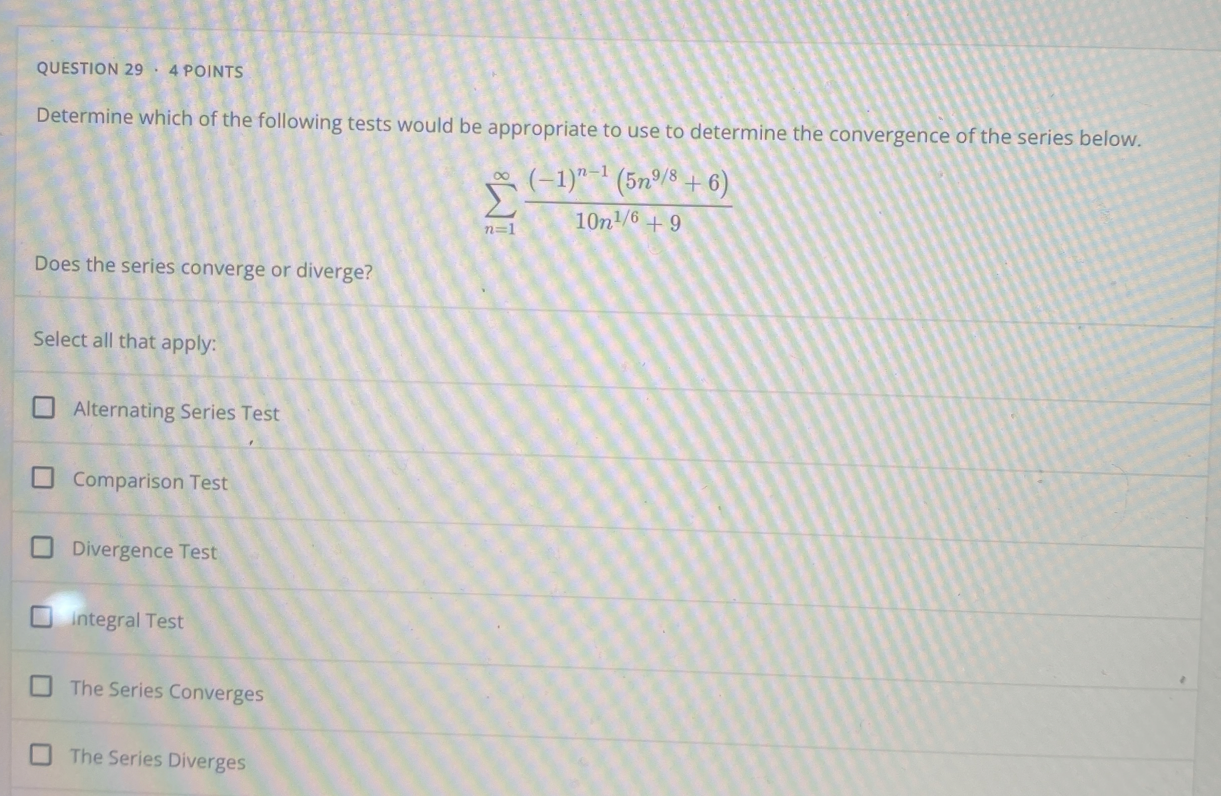 QUESTION 2 9 4 POINTS Determine which of the