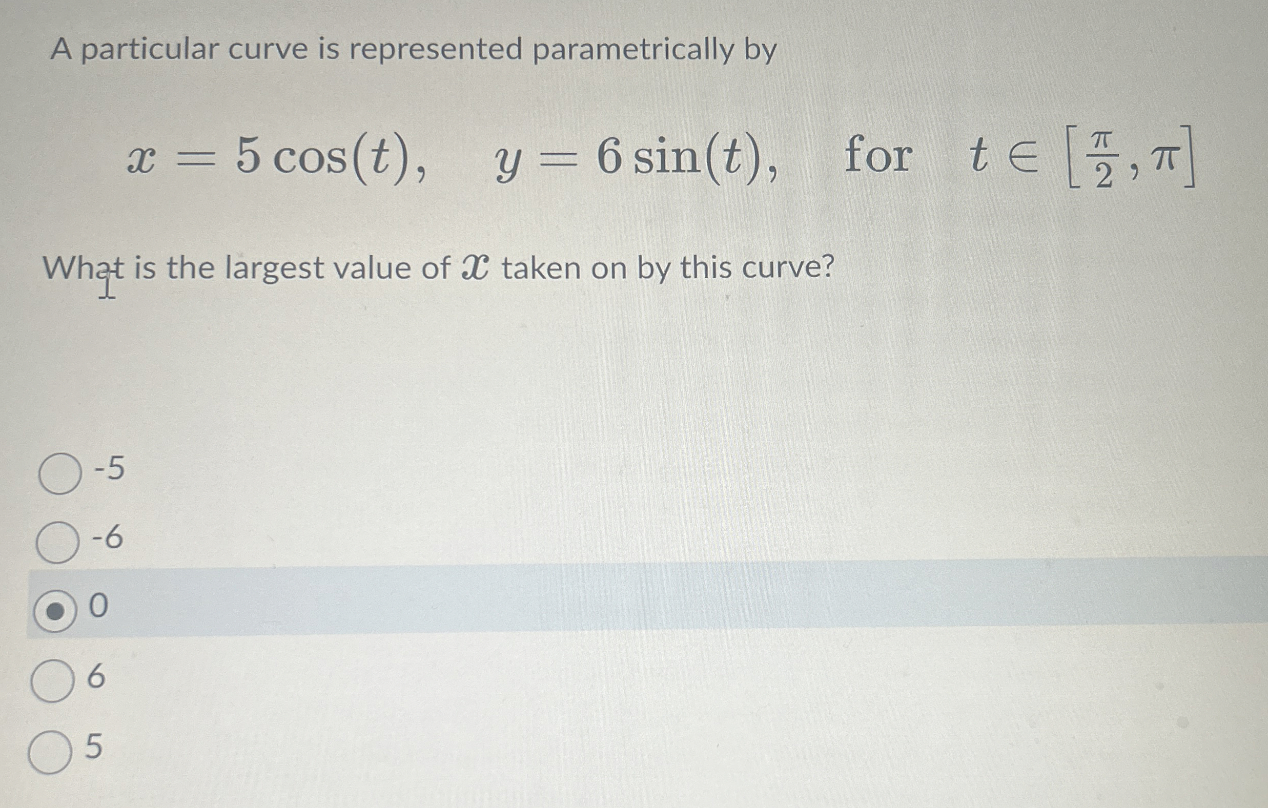 A particular curve is represented parametrically