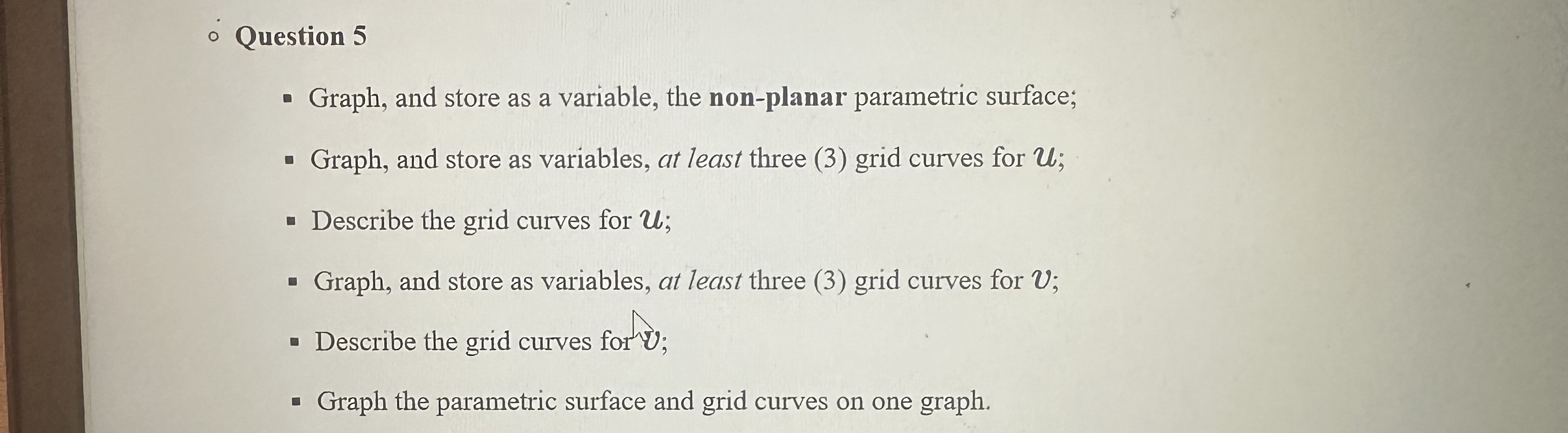 Question 5 Graph, and store as a variable, the