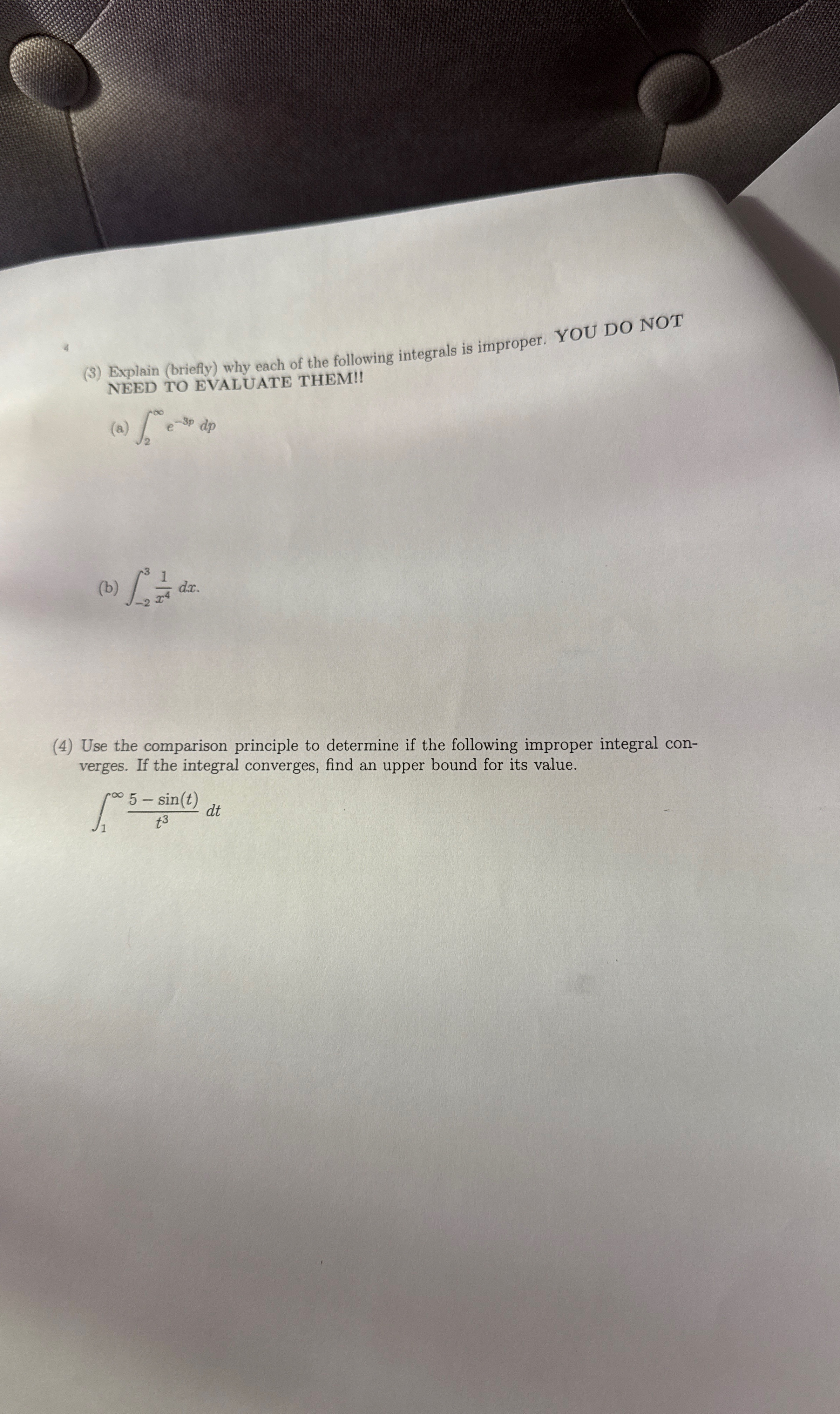 ( 3 ) Explain ( briefly ) why each of the