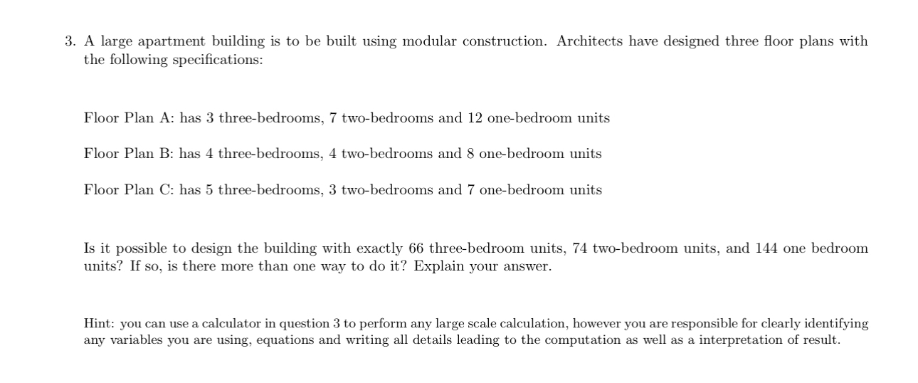 A large apartment building is to be built using