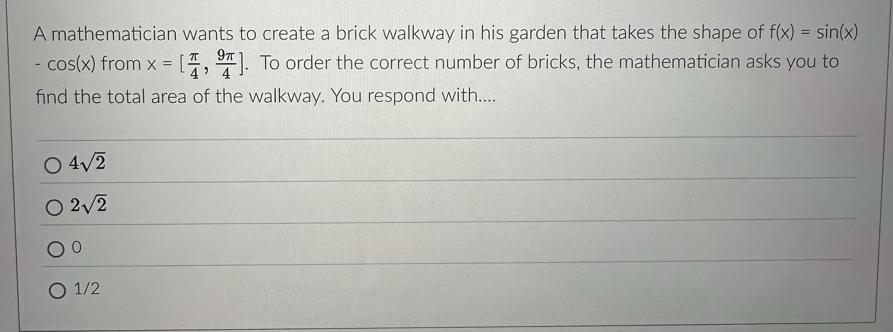 A mathematician wants to create a brick walkway