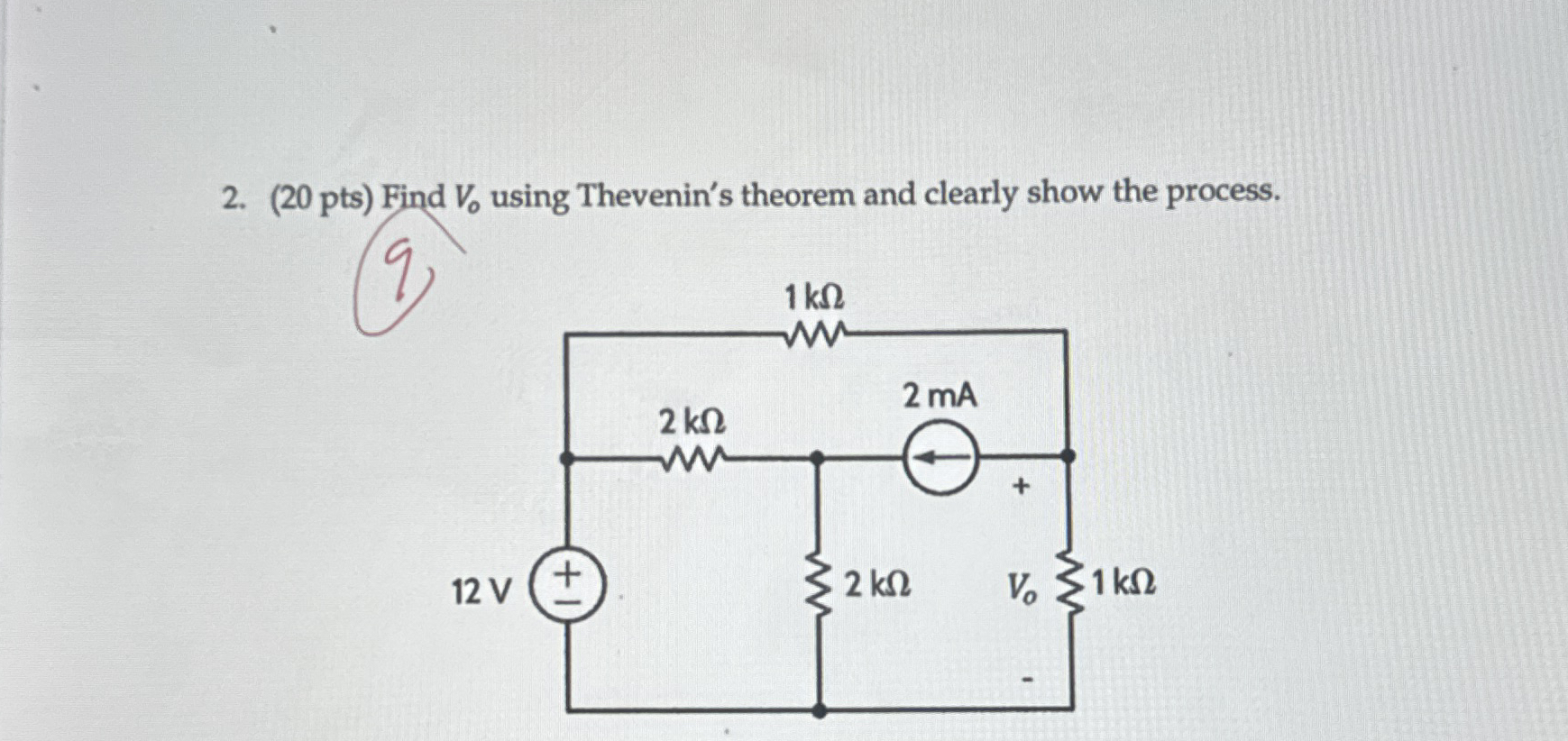 Find V 0 using Thevenin's theorem and clearly