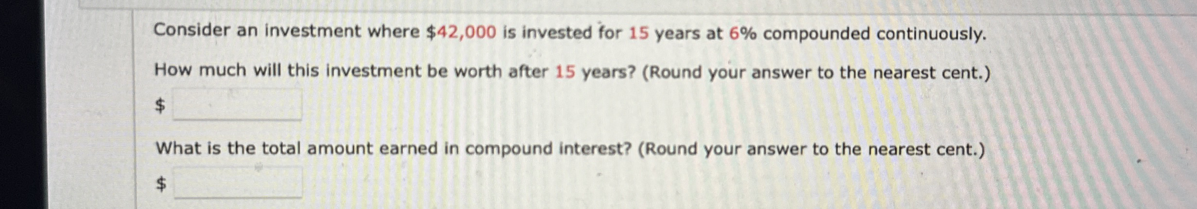 Consider an investment where $ 4 2 , 0 0 0 is