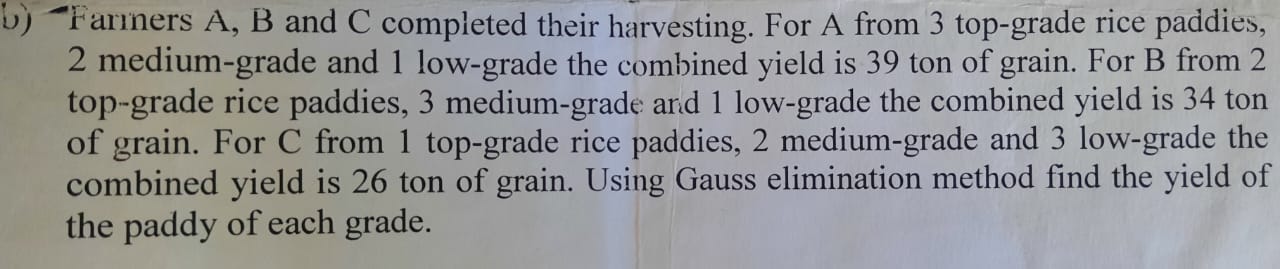 b ) Farners A , B and C completed their