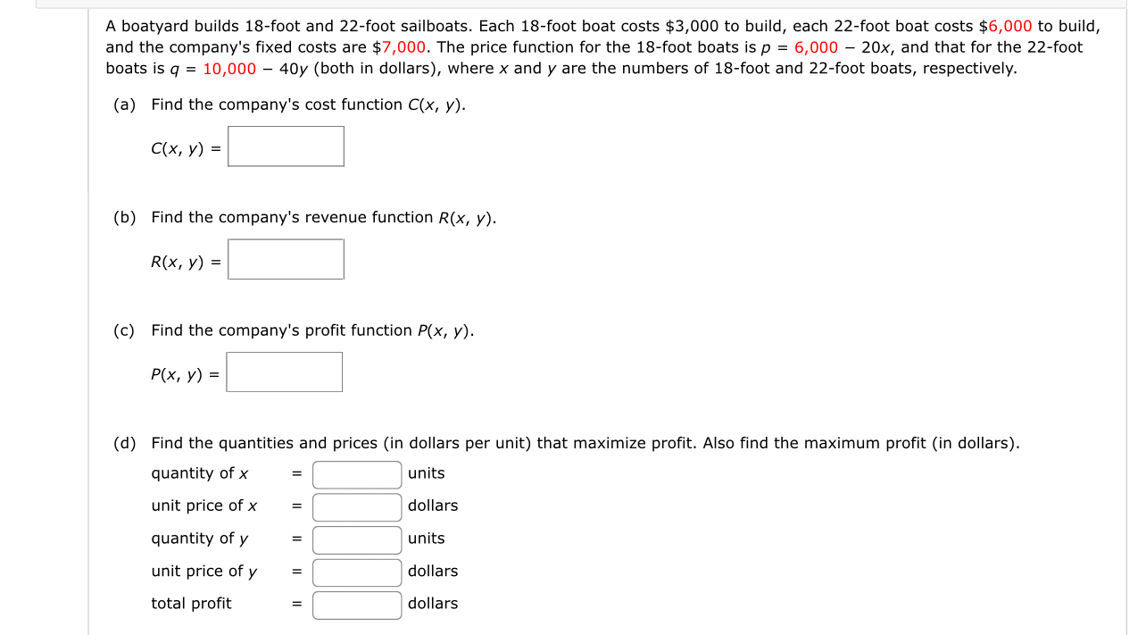 A boatyard builds 1 8 - foot and 2 2 - foot