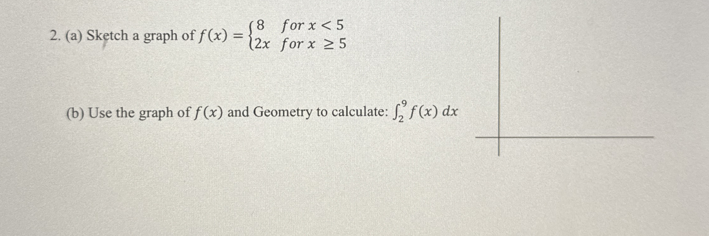 ( a ) Sketch a graph of f ( x ) = { 8 f o r x < 5