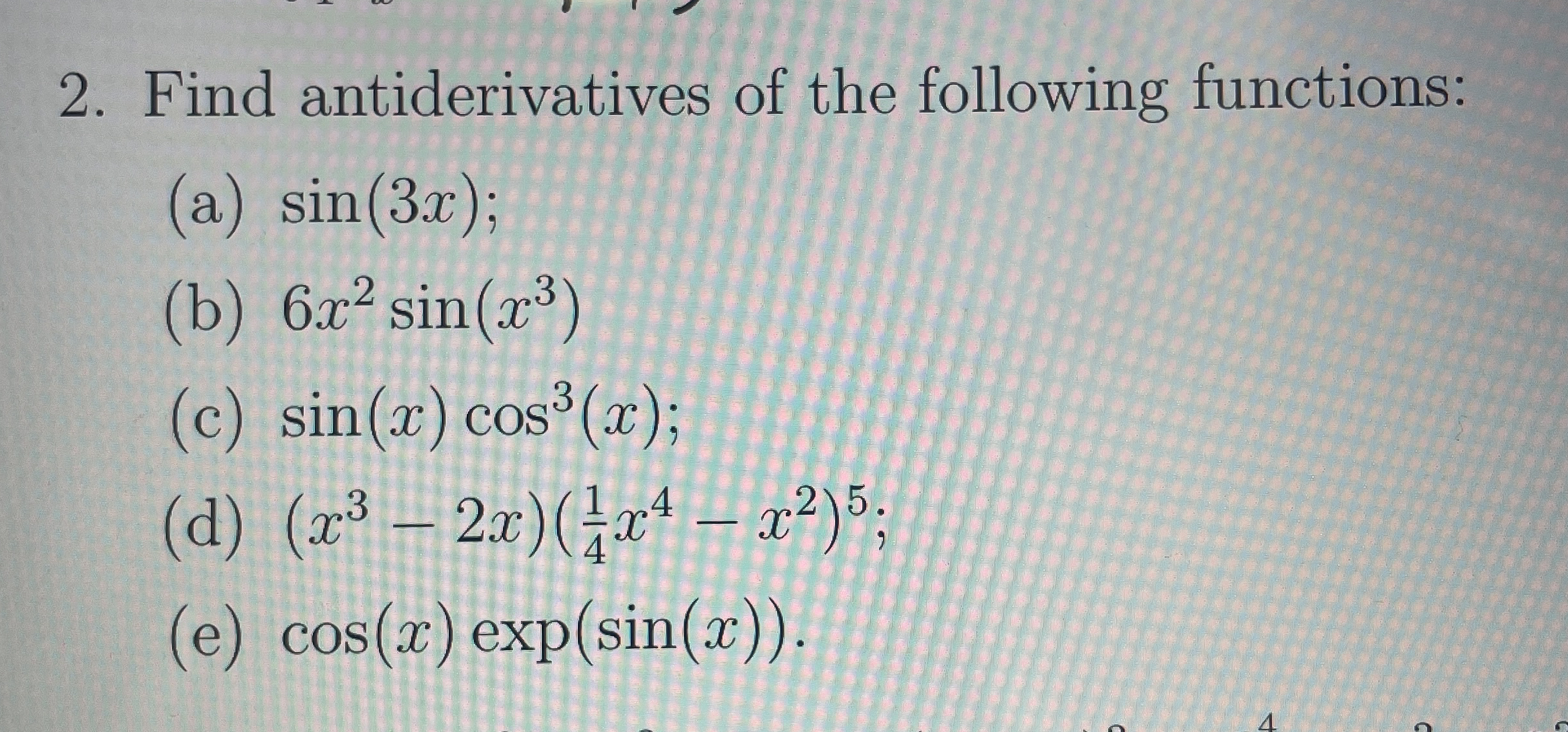 Find antiderivatives of the following functions: