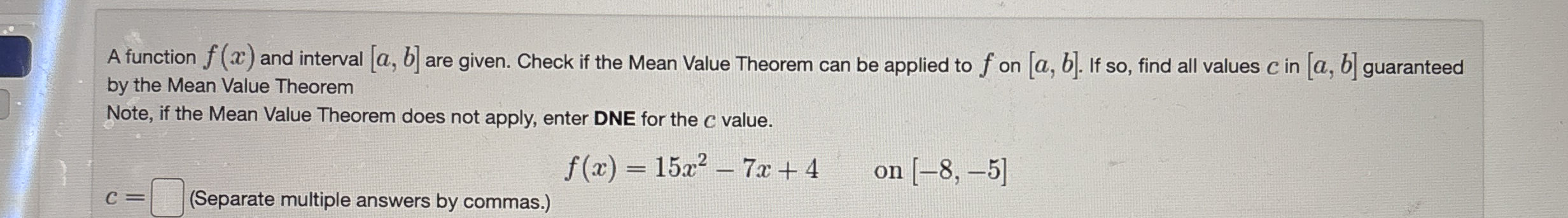 A function f ( x ) and interval a , b are given.