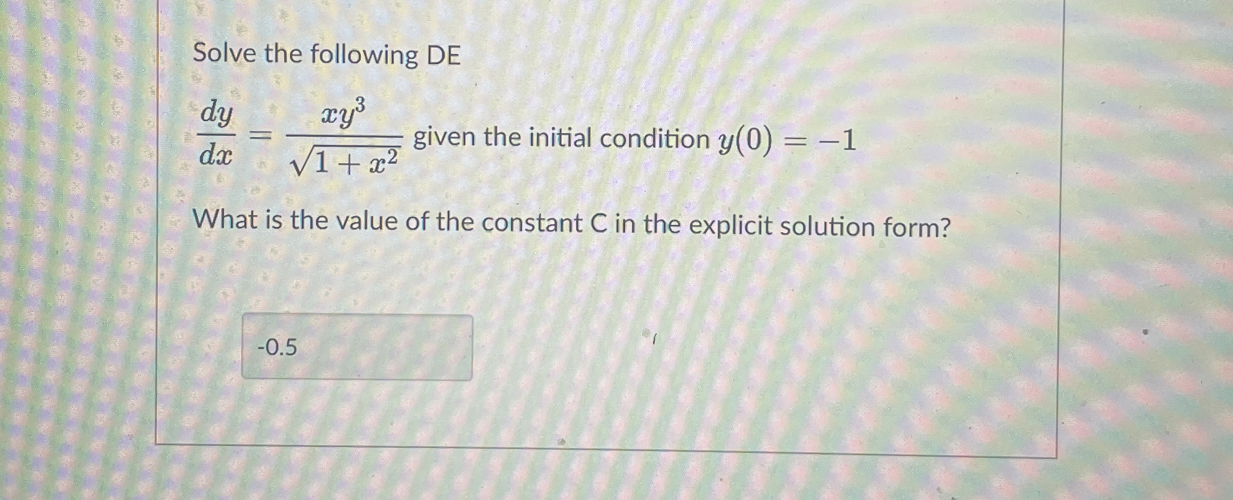 Solve the following DE d y d x = x y 3 1 + x 2 2
