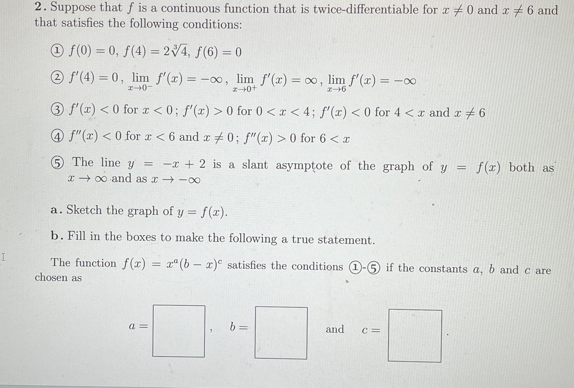 Suppose that f is a continuous function that is