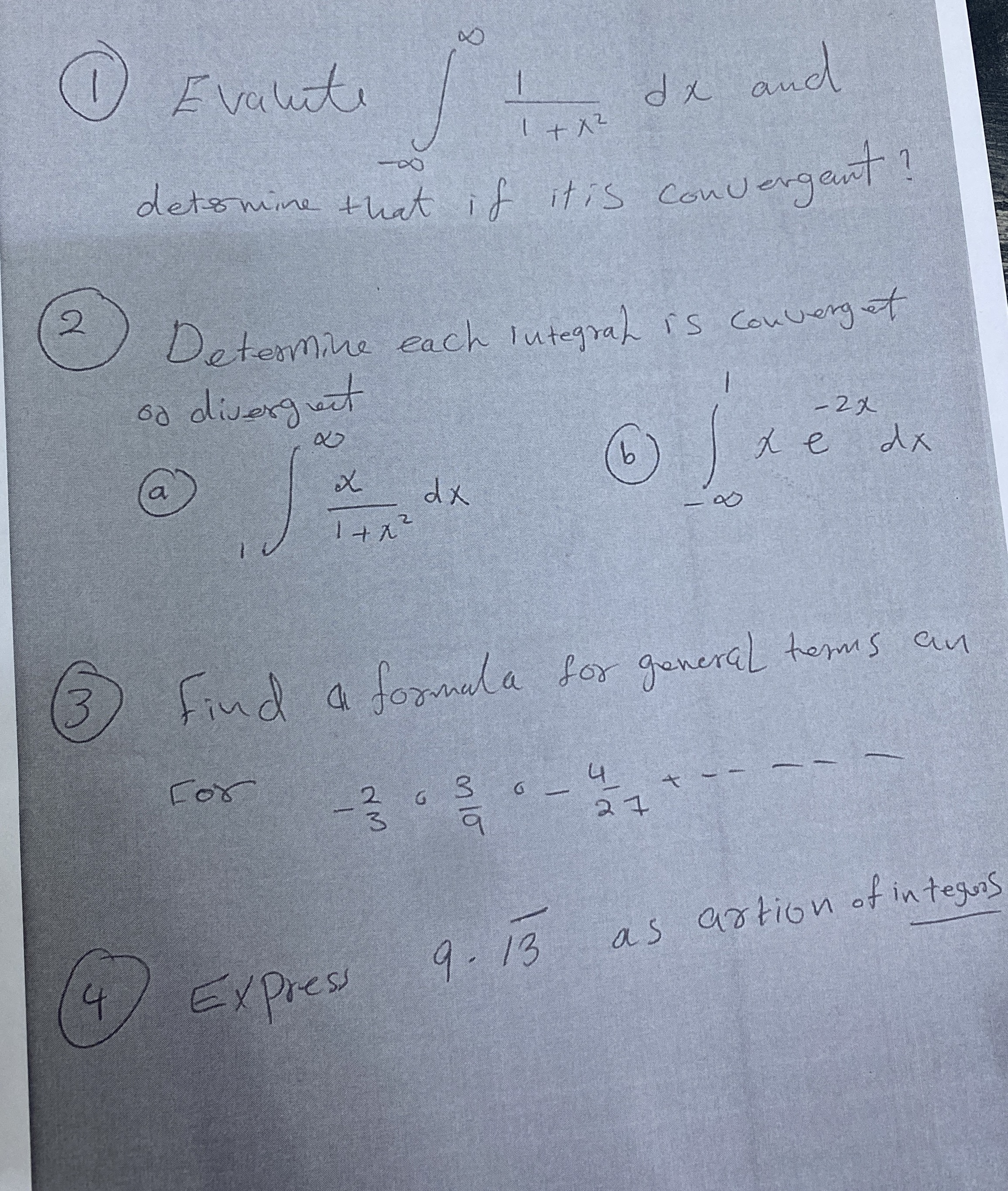 ( 2 ) Determine each integrah is converget or