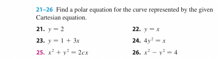 2 1 - 2 6 Find a polar equation for the curve