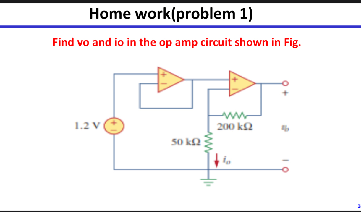 Home work ( problem 1 ) Find vo and io in the op