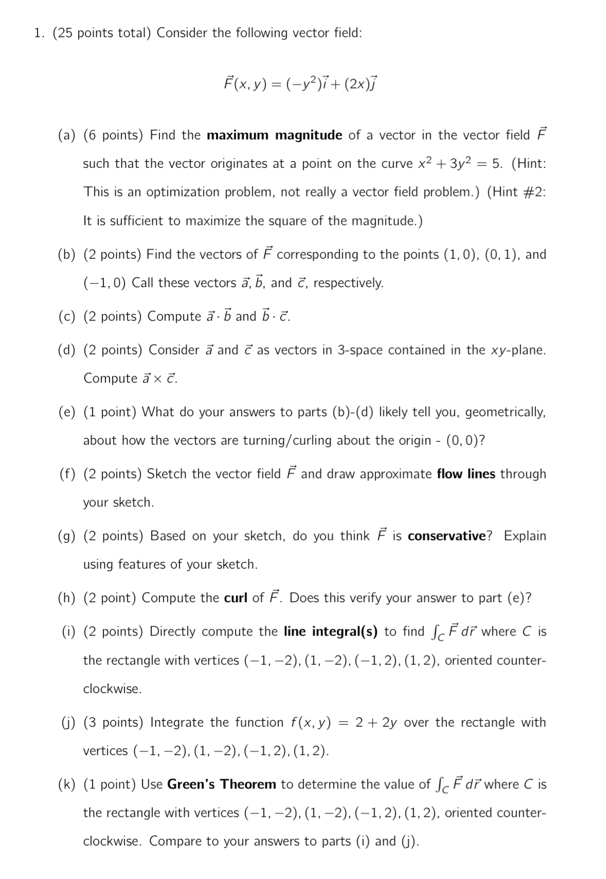 ( 2 5 points total ) Consider the following