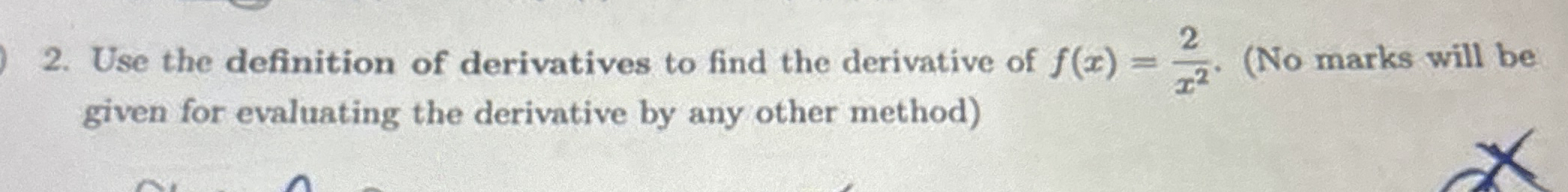 Use the definition of derivatives to find the