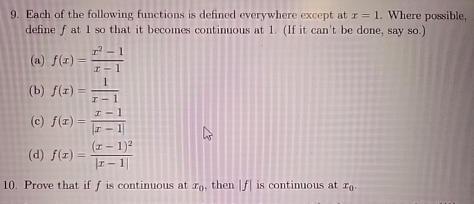 Each of the following functions is defined