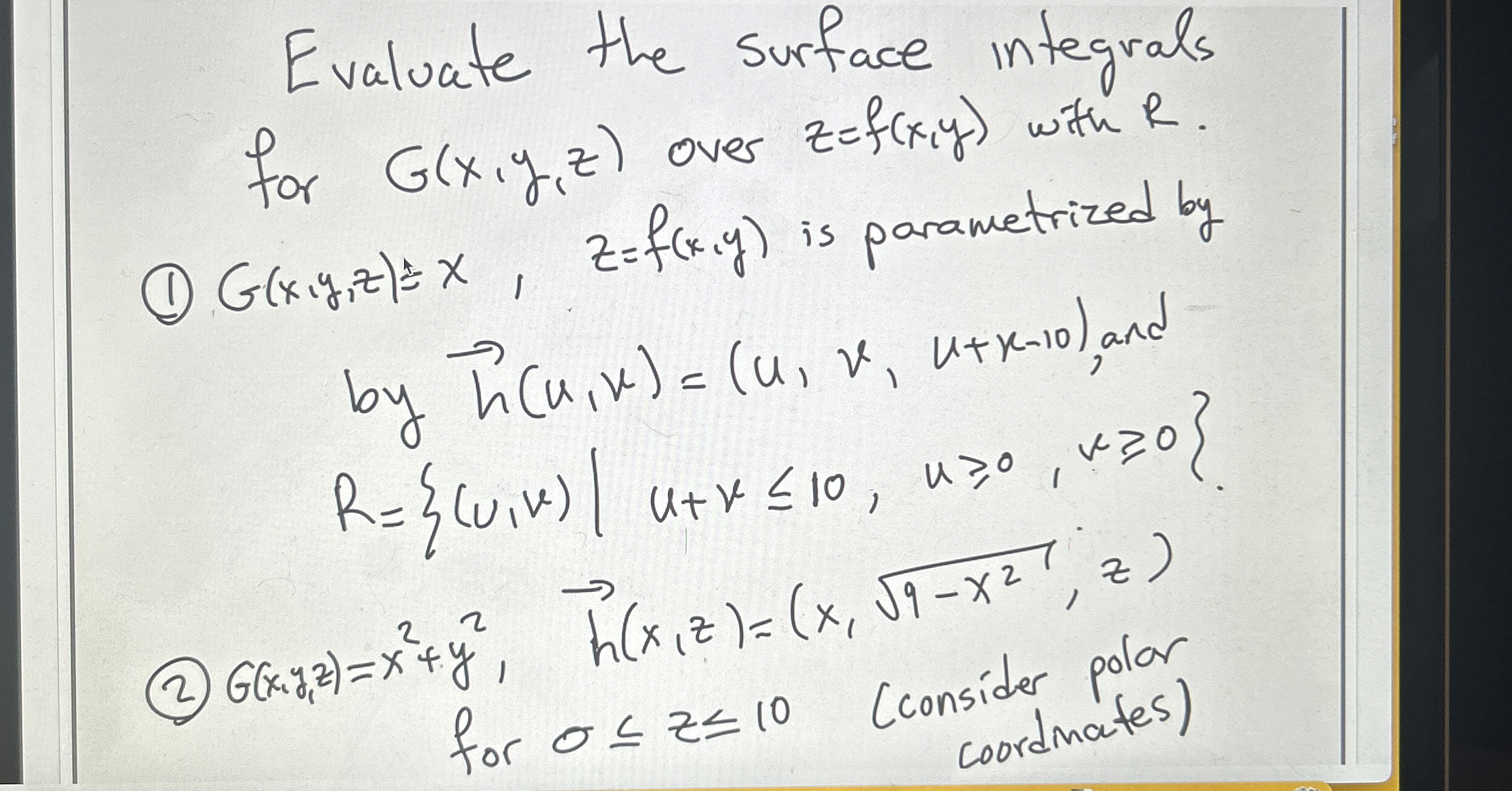 Evaluate the surface integrals for G ( x , y , z
