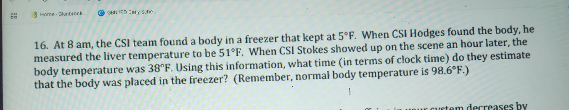 f 3 Home - Glenbrook. GBN IED Daily Sche... 1 6 .
