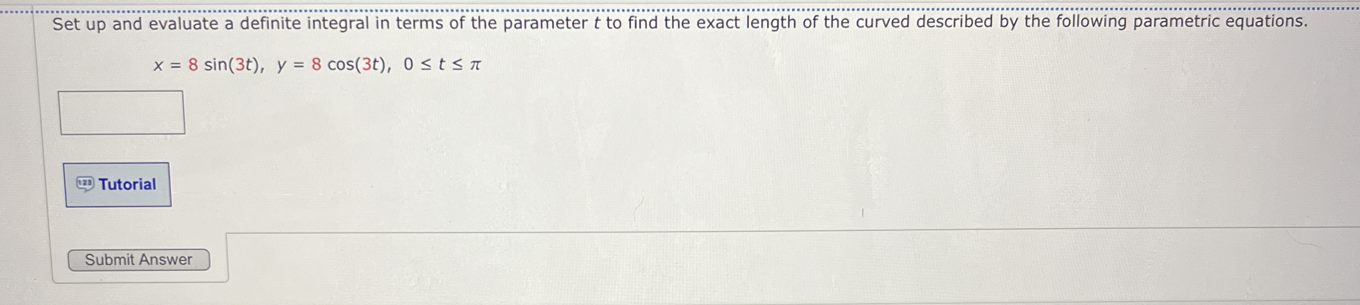 Set up and evaluate a definite integral in terms