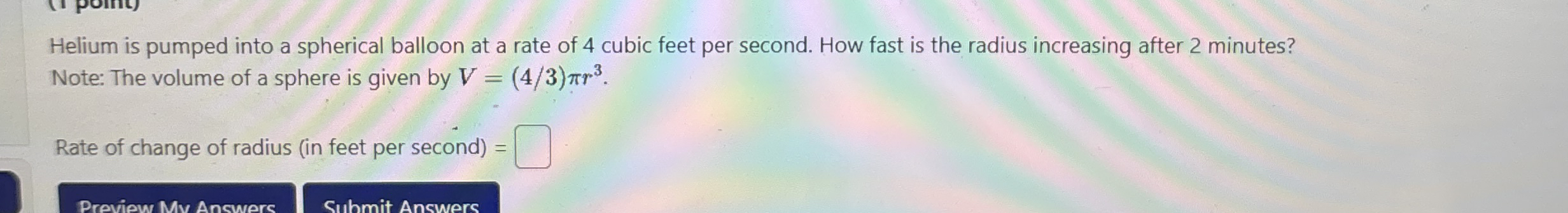 Helium is pumped into a spherical balloon at a