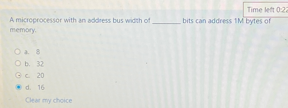 Time left 0 : 2 2 A microprocessor with an