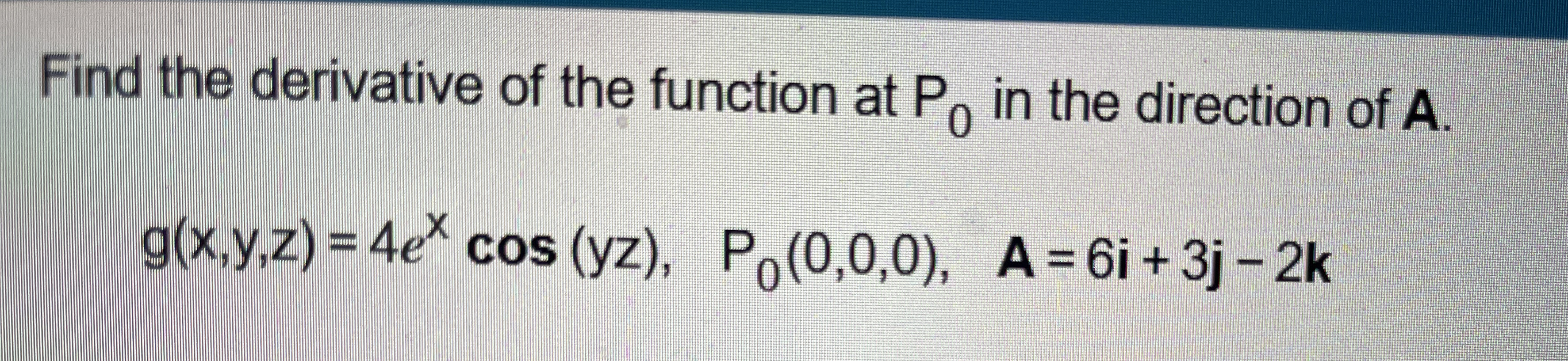 Find the derivative of the function at P 0 in the
