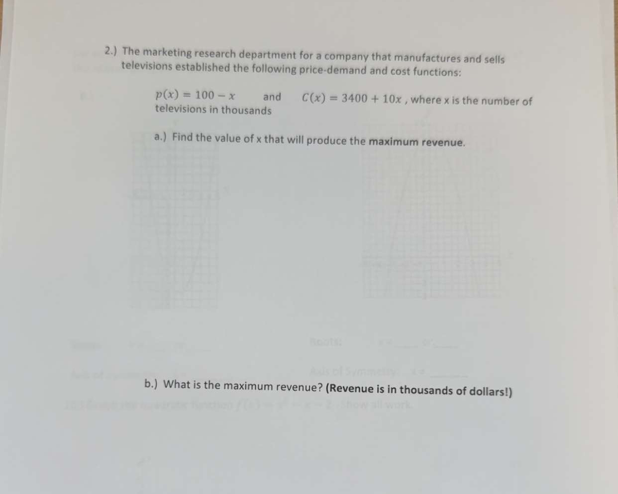 2 . ) The marketing research department for a