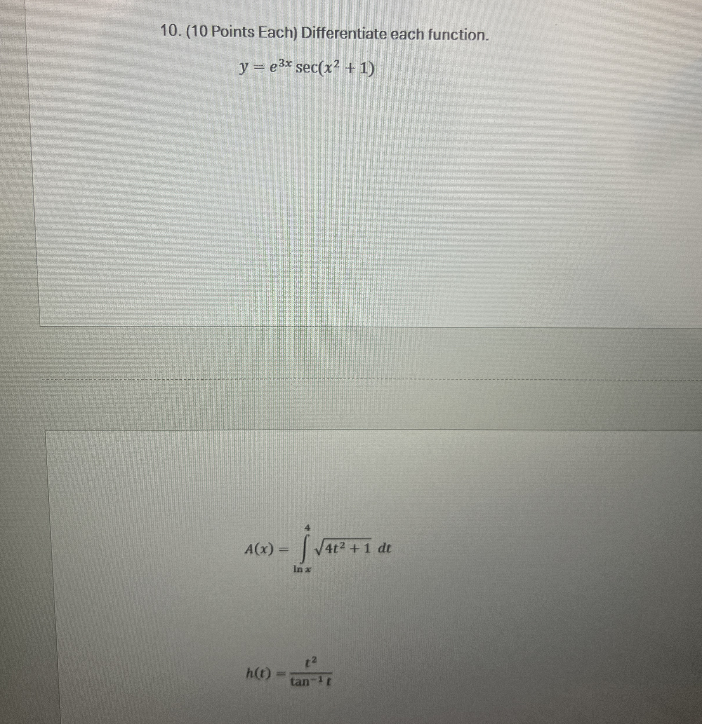 How to solve ( 1 0 Points Each ) Differentiate