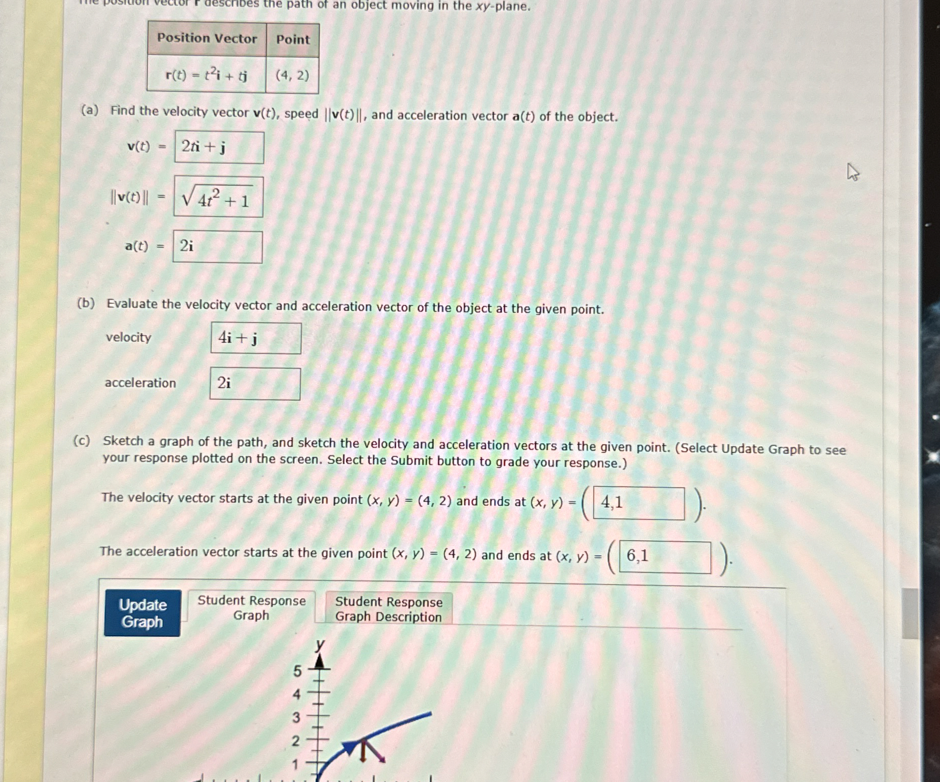 \ table [ [ Position Vector,Point ] , [ r ( t ) =