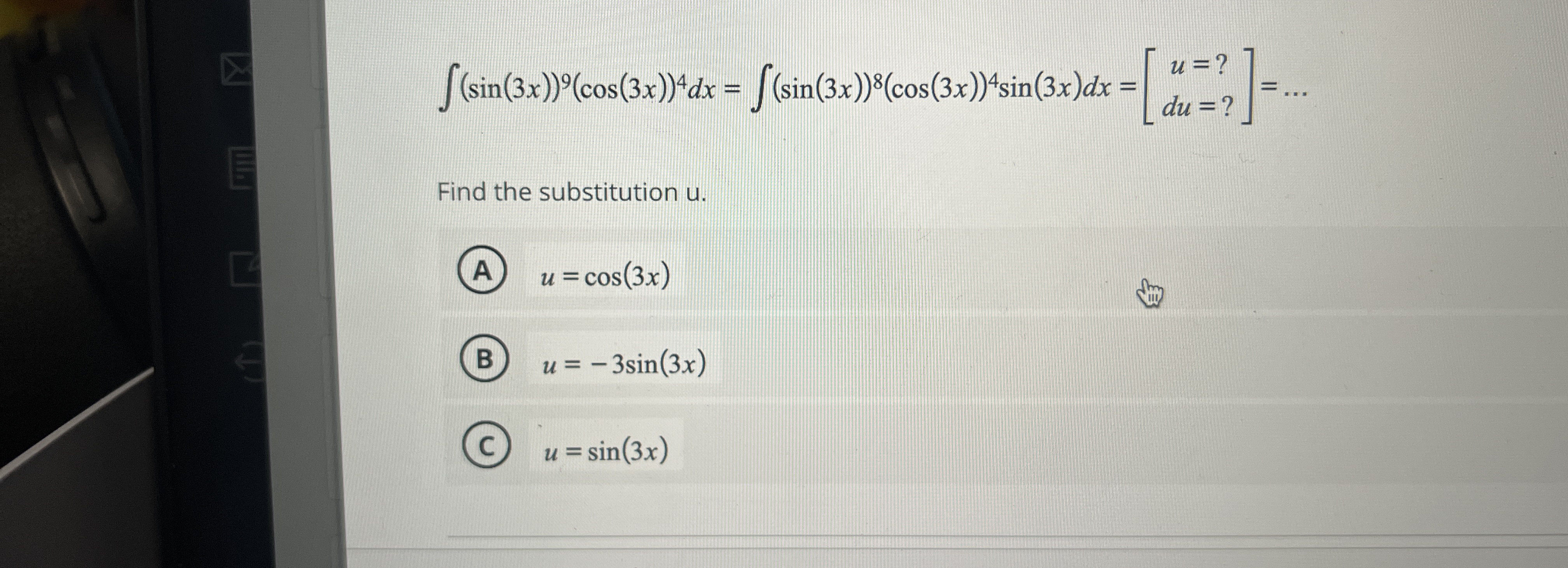 ( s i n ( 3 x ) ) 9 ( c o s ( 3 x ) ) 4 d x = ( s