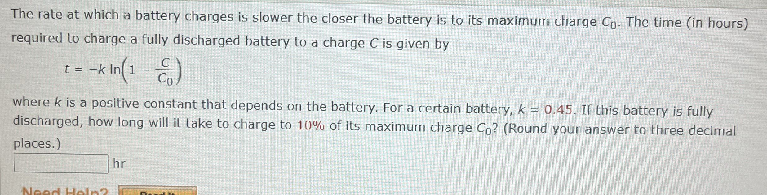 The rate at which a battery charges is slower the